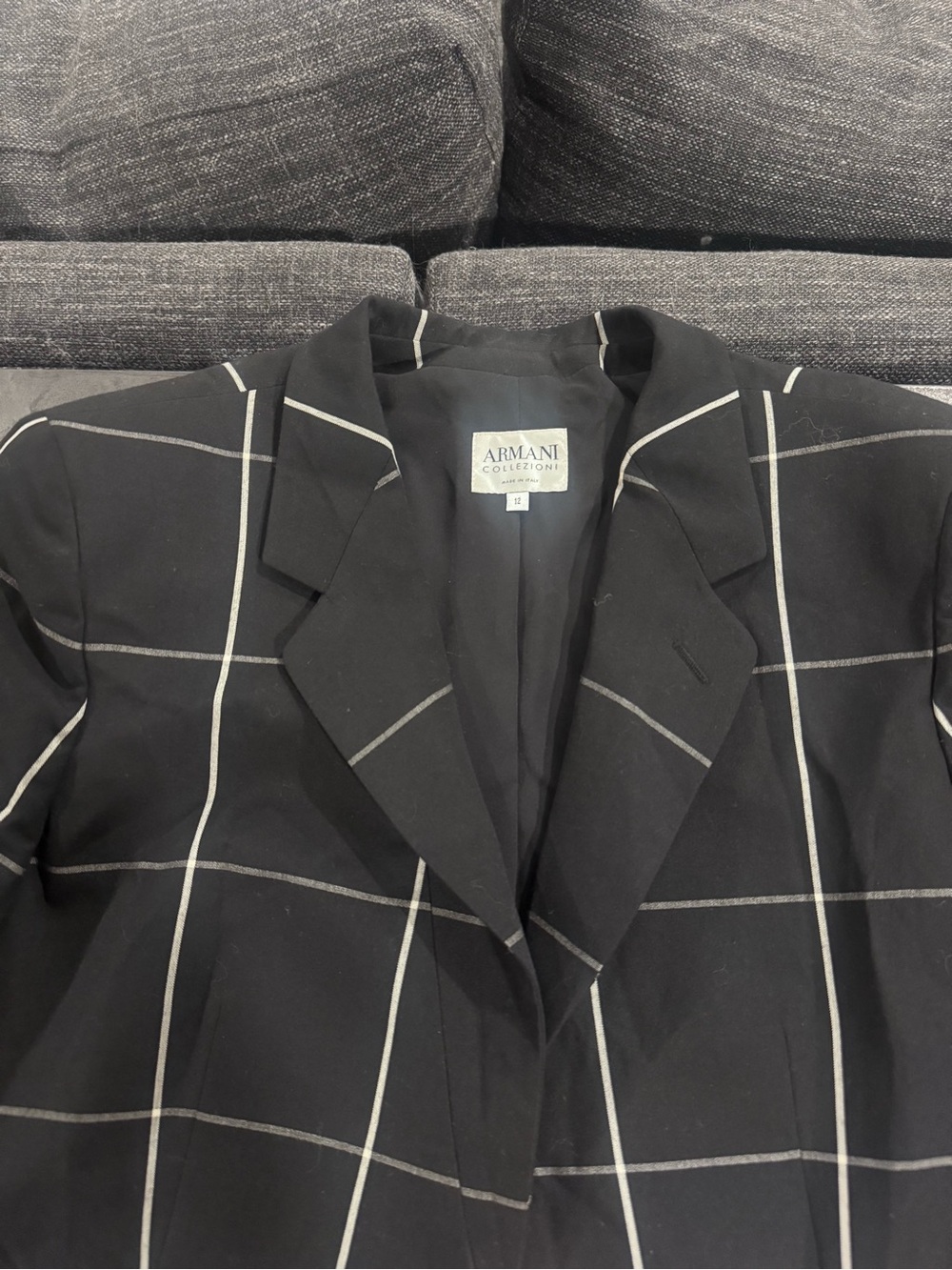Armani Collezioni Black Blazer with White Windowpane Check